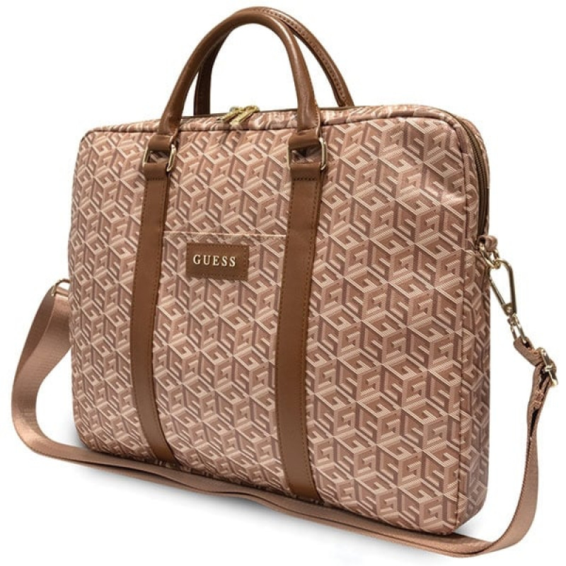 Borsa per laptop Guess GCube Stripes GUCB15HGCFSEW, fino a 16", marrone