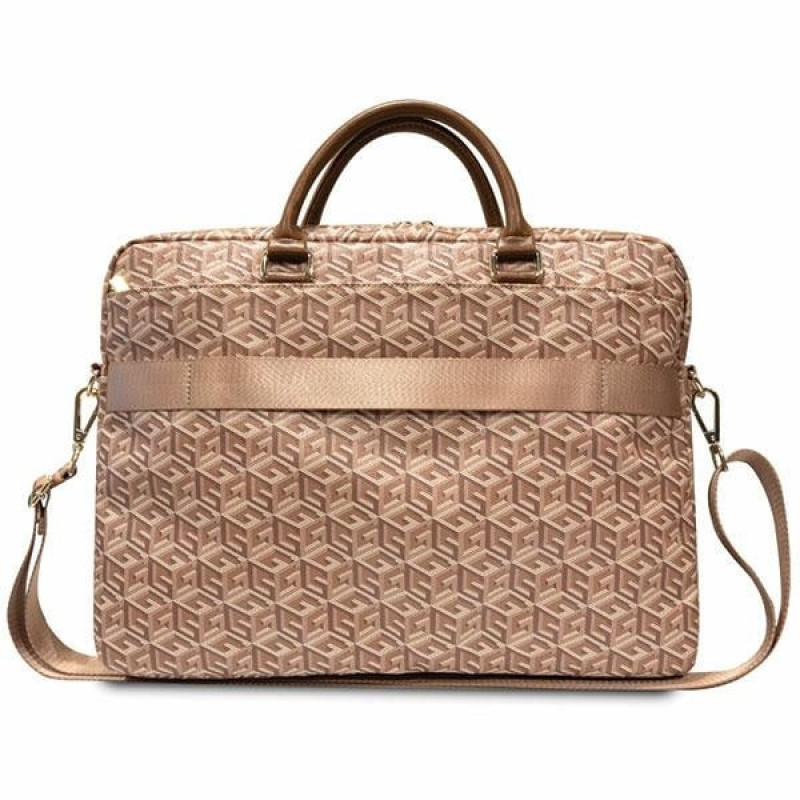 Borsa per laptop Guess GCube Stripes GUCB15HGCFSEW, fino a 16", marrone