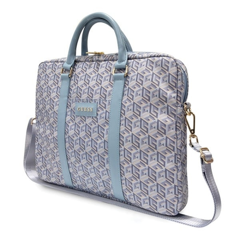 Borsa per laptop Guess GCube Stripes GUCB15HGCFSEB, fino a 16", blu