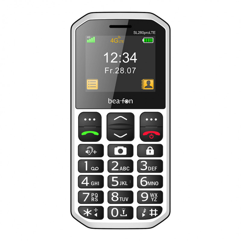 Beafon SL280pro LTE 4G Silver Line telefono cellulare con tasti grandi, nero-bianco