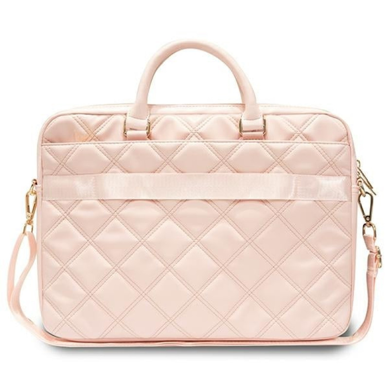 Borsa per laptop Guess GUCB15ZPSQSSGP da 16 pollici, Quilted 4G, rosa