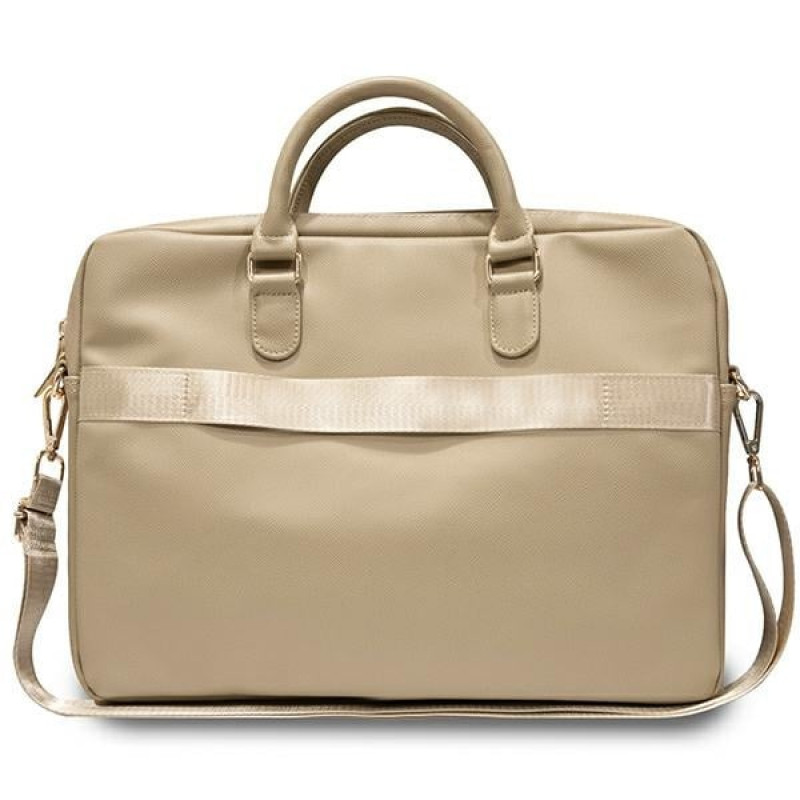 Borsa per laptop Guess GUCB15ZPGSTEGD da 16 pollici, Triangle 4G, oro chiaro