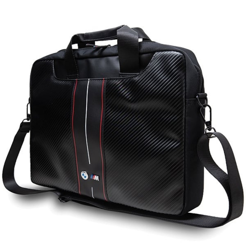 BMW BMCB15COMSCAKR Borsa per laptop 15", Carbon Red Stripes, nera