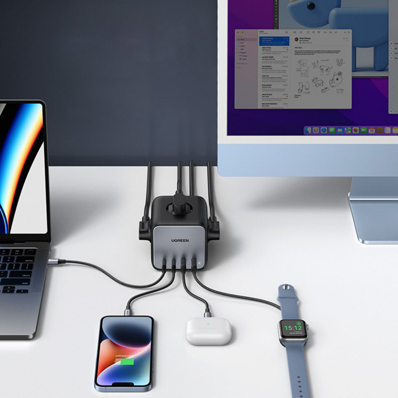 Ciabatta cubo Ugreen CD268 65W USB-A/USB-C + 3x AC, nera