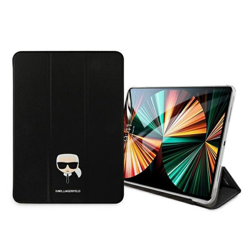 Karl Lagerfeld KLFC11OKHK Custodia a libro per Apple iPad Pro 11 2021 3ª gen, nera Saffiano Karl Head