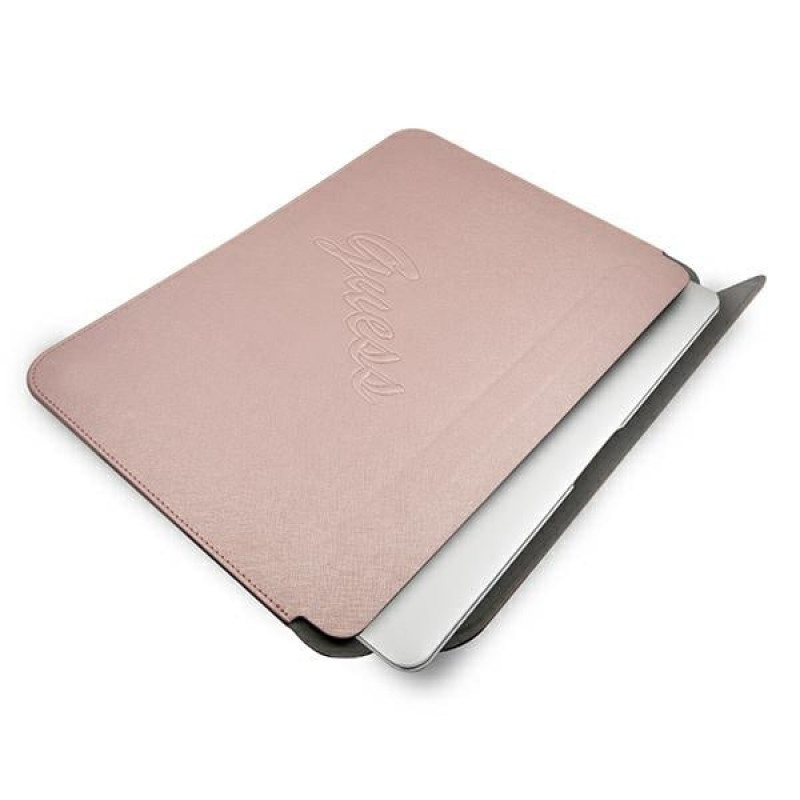 Custodia Guess GUCS13PUSASPI Saffiano Script per laptop 13", rosa