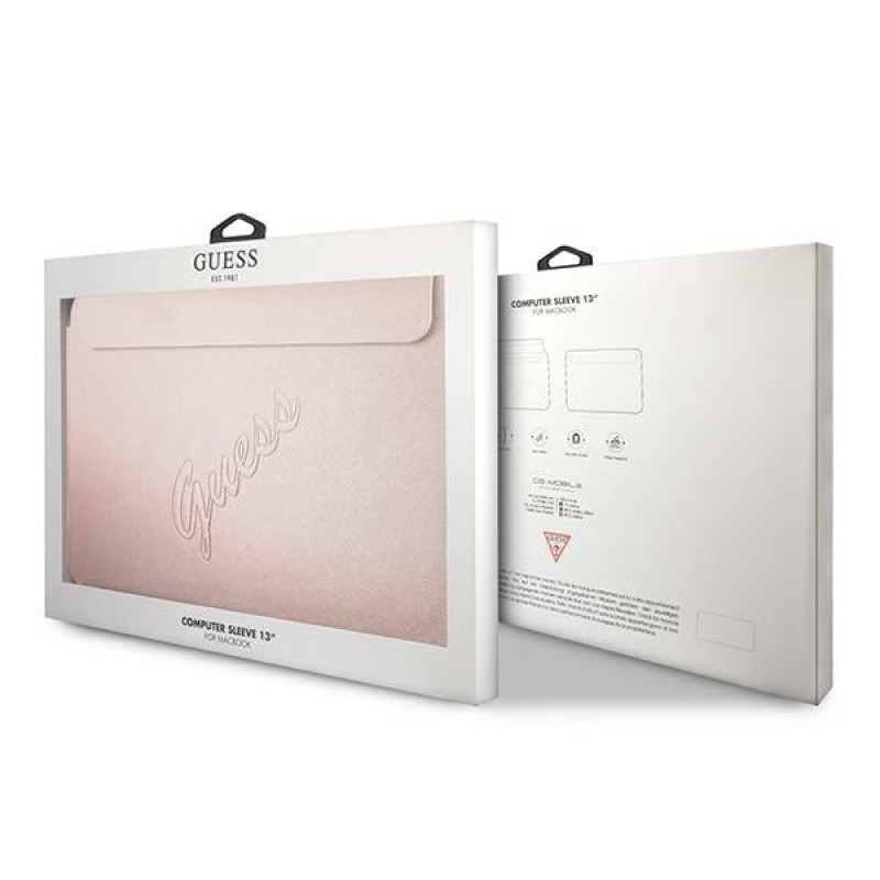 Custodia Guess GUCS13PUSASPI Saffiano Script per laptop 13", rosa