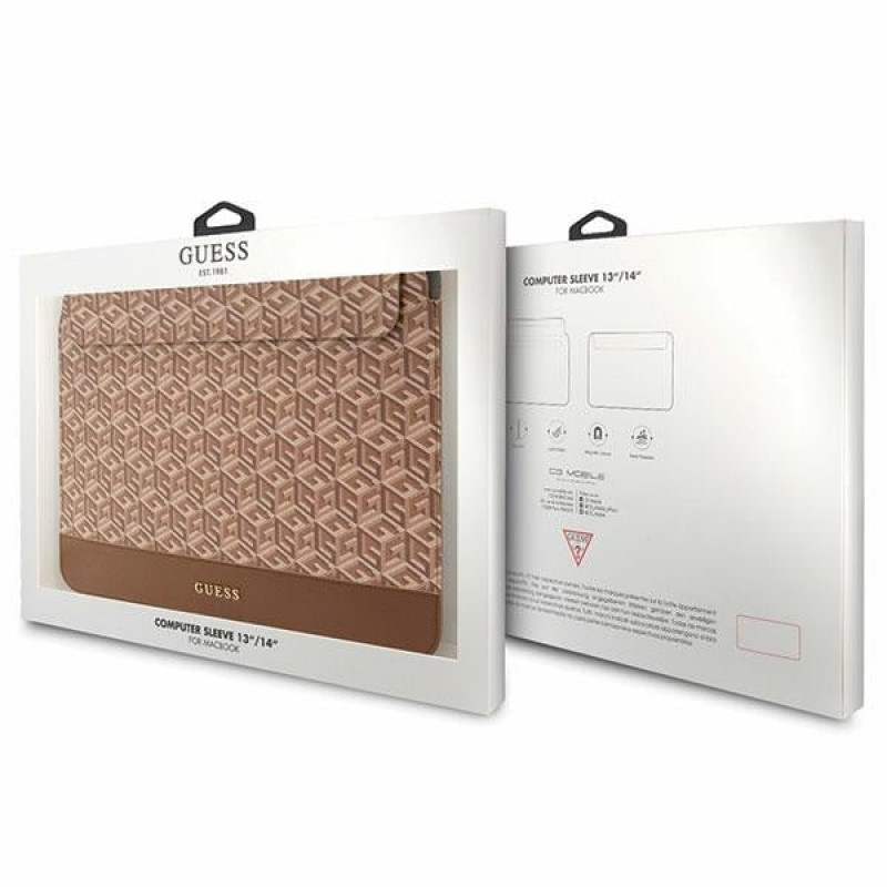 Custodia per laptop Guess GUCS14HGCFSEW 14", GCube Stripes, marrone