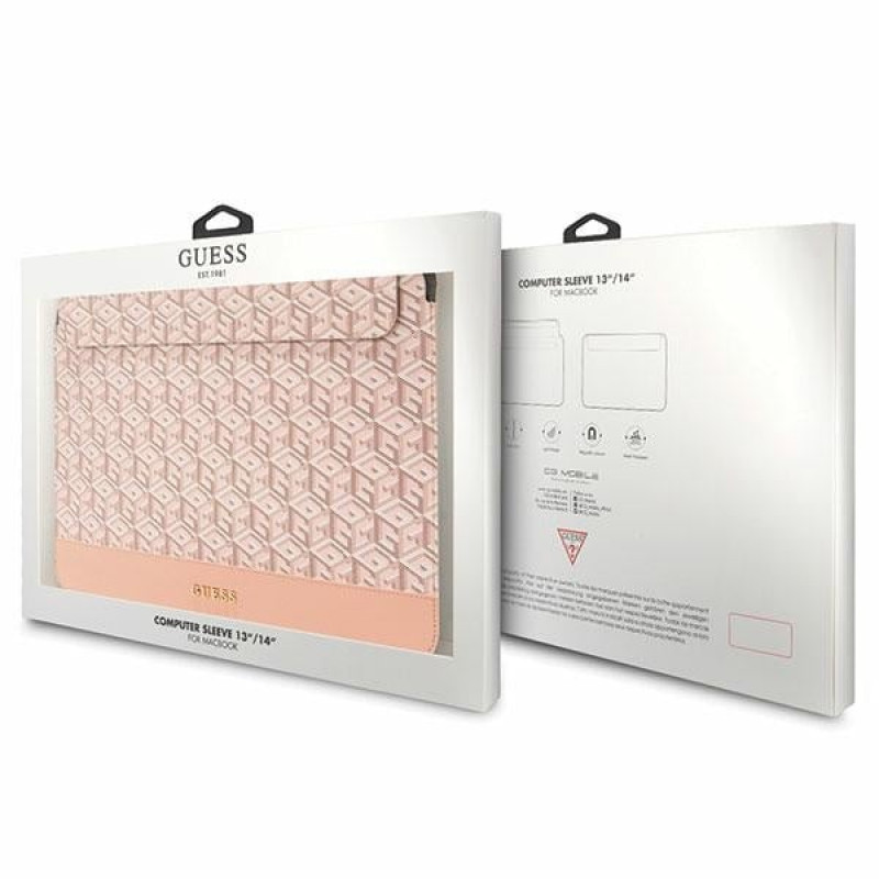 Custodia per laptop Guess GUCS14HGCFSEP 14 pollici, GCube Stripes, rosa