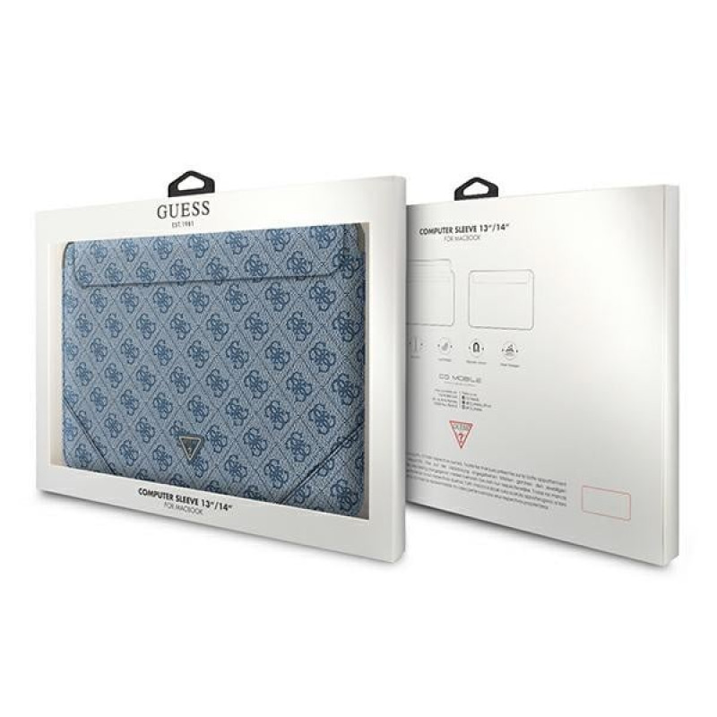 Custodia per laptop Guess GUCS14P4TB 13/14 pollici, 4G Uptown Triangle, blu