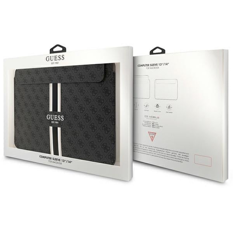 Custodia per laptop Guess GUCS14P4RPSK 14", 4G Printed Stripes, nera