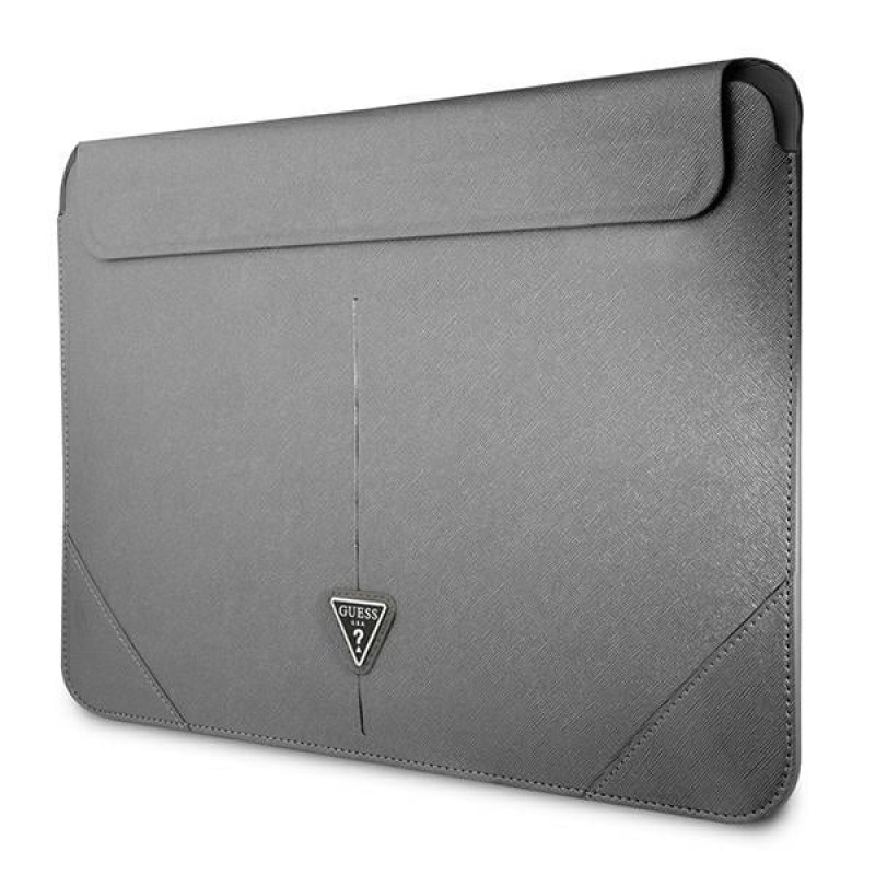 Custodia per laptop Guess GUCS14PSATLG 13/14 pollici, Saffiano Triangle, argento