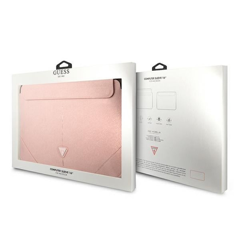 Custodia per laptop Guess GUCS16PSATLP 16", Saffiano Triangle, rosa