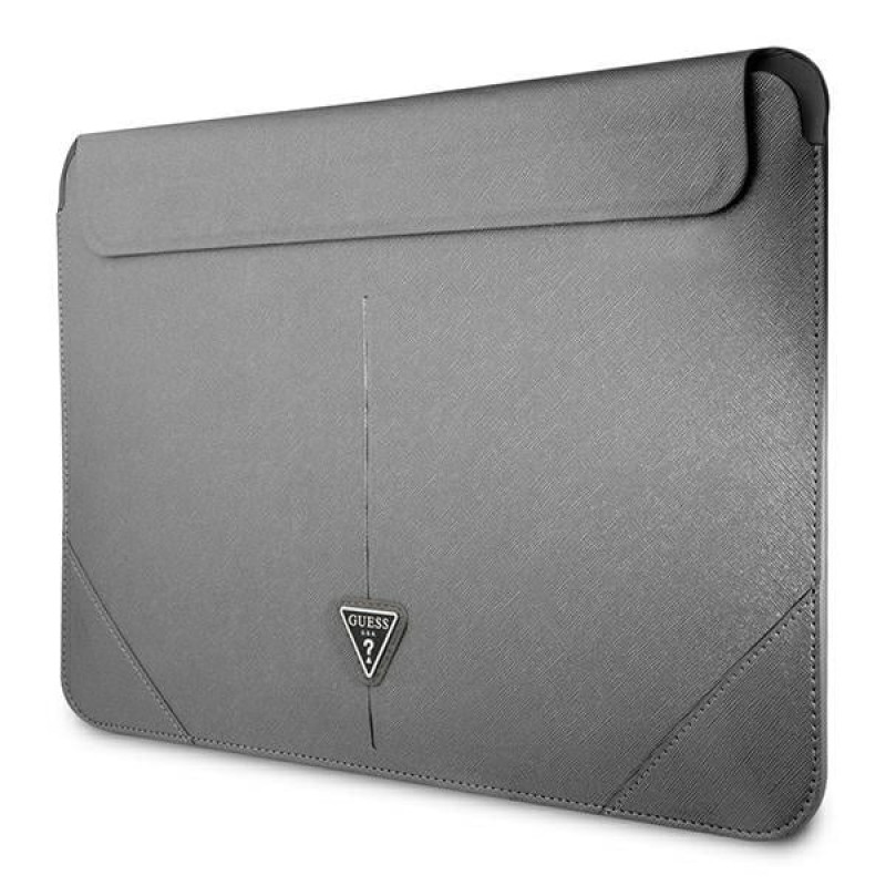 Custodia per laptop Guess GUCS16PSATLG 16", Saffiano Triangle, argento