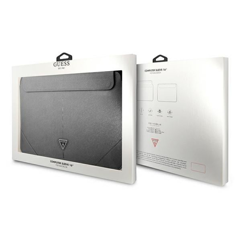 Custodia per laptop Guess GUCS16PSATLG 16", Saffiano Triangle, argento
