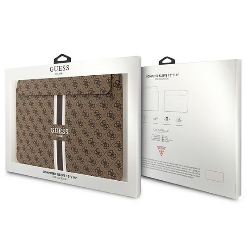 Custodia per laptop Guess GUCS14P4RPSW 14", 4G Printed Stripes, marrone