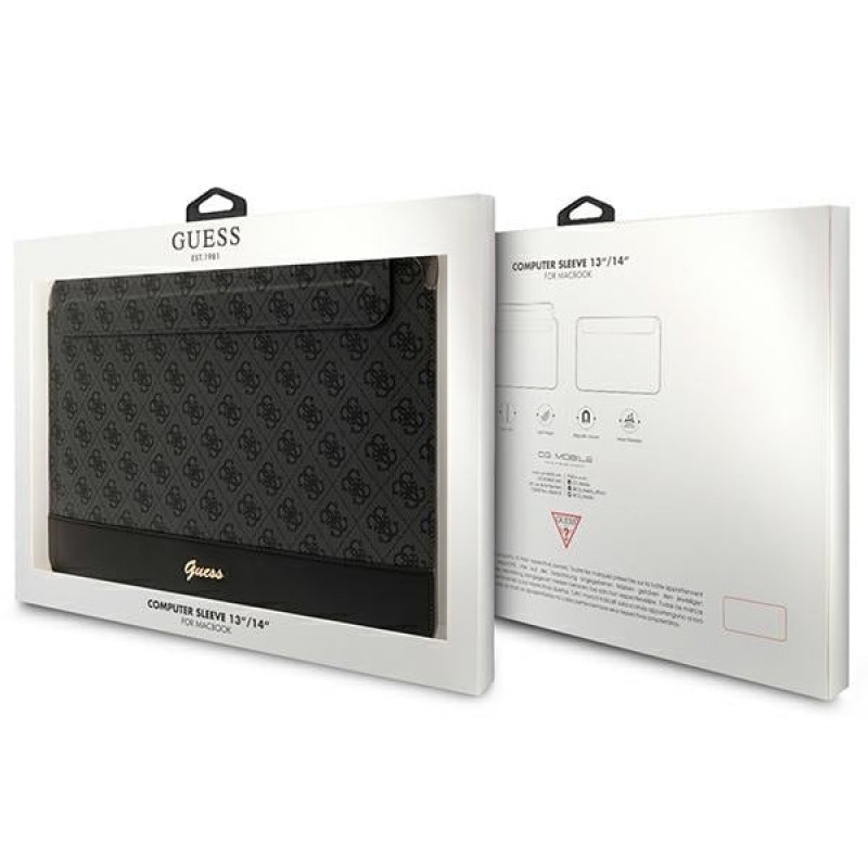 Custodia per laptop Guess GUCS14PS4SGK 14", 4G Stripe Metal Logo, nera