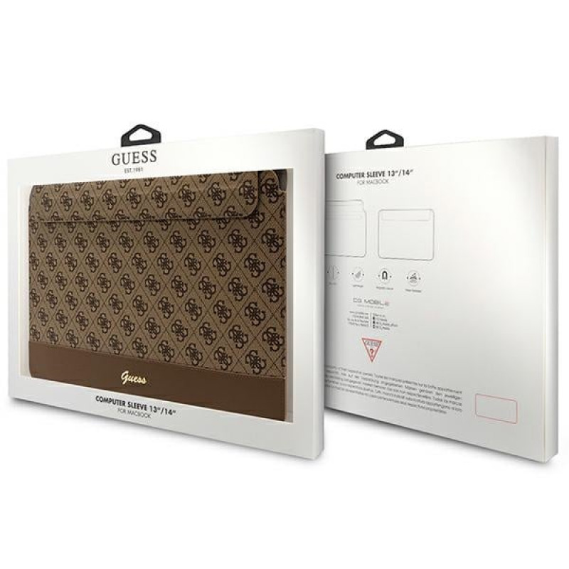 Custodia per laptop Guess GUCS14PS4SGW 14 pollici, 4G Stripe Metal Logo, marrone