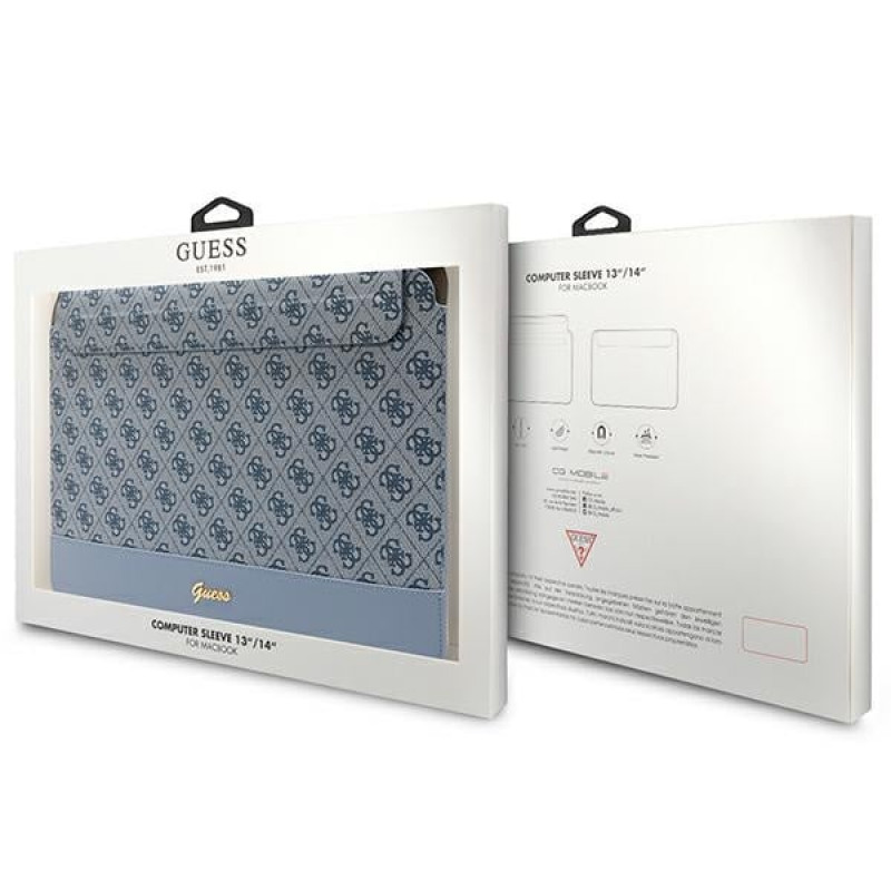 Custodia per laptop Guess GUCS14PS4SGB 14", 4G Stripe Metal Logo, blu