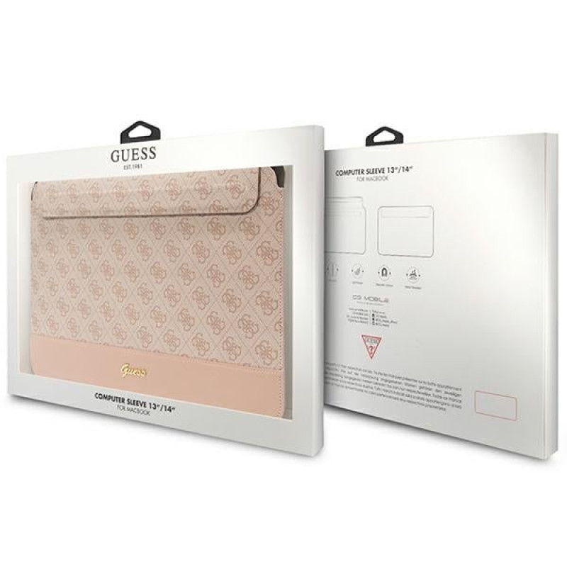 Custodia per laptop Guess GUCS14PS4SGP 14", 4G Stripe Metal Logo, rosa