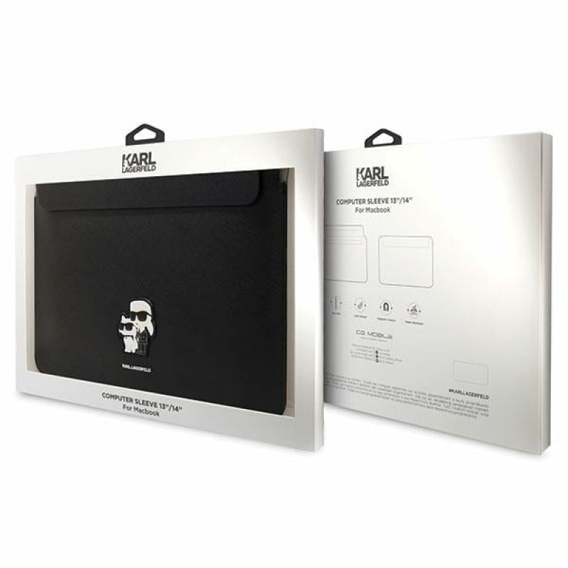Custodia per laptop Karl Lagerfeld KLCS14SAKCPMK per 14", nera, Saffiano Karl&Choupette