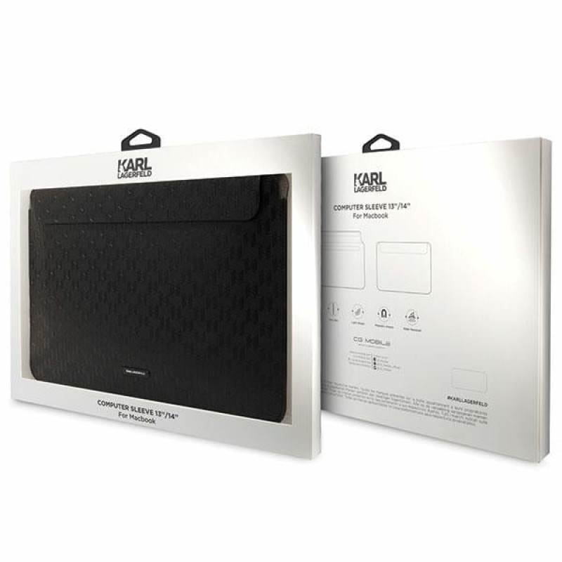 Custodia per laptop Karl Lagerfeld KLCS14SAKLHPK per 14", nera, Saffiano Monogram Plaque
