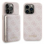 Bundle custodia rigida per Apple iPhone 14 Pro + powerbank MagSafe da 5000 mAh Guess GUBPM5P14L4GEMGP, 4G Metal Logo, rosa