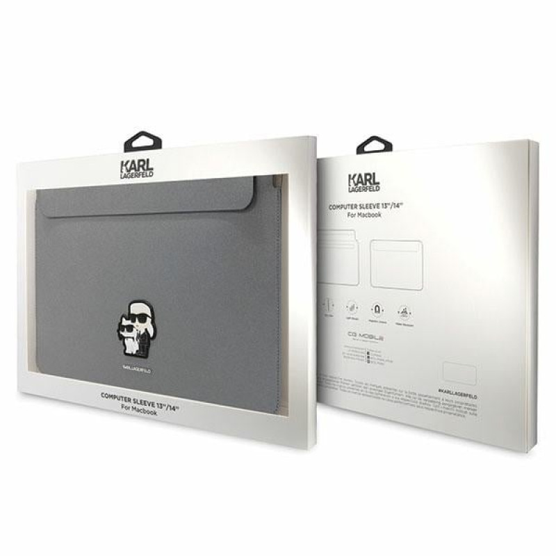 Custodia per laptop Karl Lagerfeld KLCS14SAKCPMG per 14", argento, Saffiano Karl&Choupette