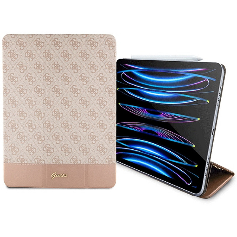 Guess GUFCP12PS4SGP Custodia a libro per Apple iPad Pro 12.9" (2020/2021/2022, 4ª/5ª/6ª gen) 4G Stripe Allover, rosa