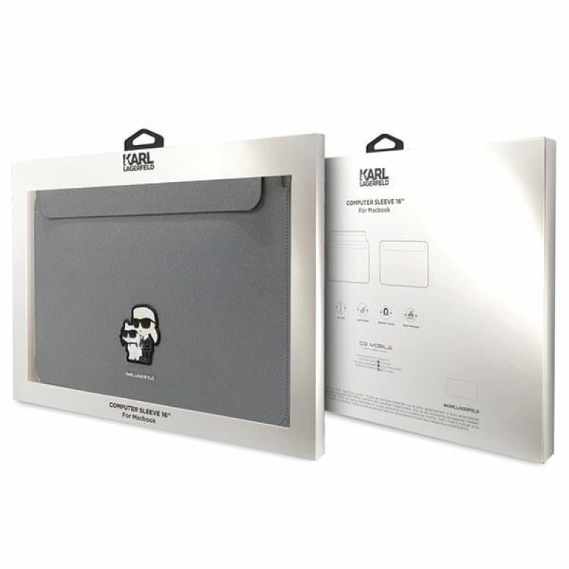 Custodia per laptop Karl Lagerfeld KLCS16SAKCPMG per 16", argento, Saffiano Karl&Choupette