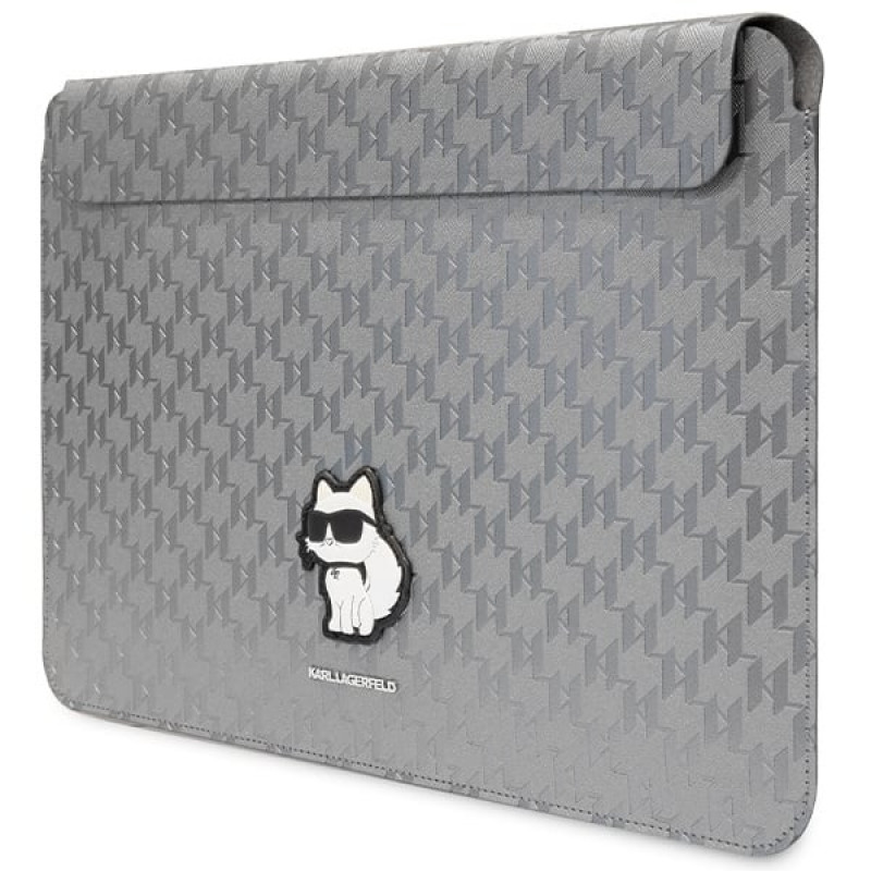 Custodia per laptop Karl Lagerfeld KLCS14SAKHPCG per 14", argento, Saffiano Monogram Choupette