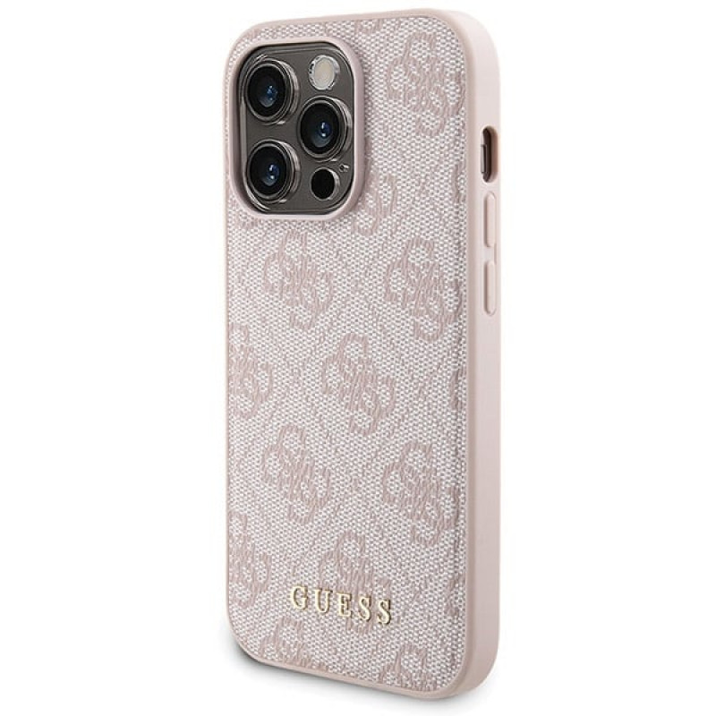 Guess GUBPM5P15X4GEMGP Apple iPhone 15 Pro Max custodia rigida + power bank MagSafe da 5000 mAh bundle, 4G Metal Logo, rosa
