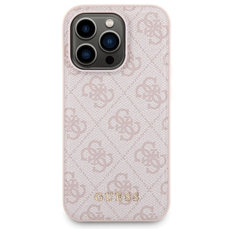 Guess GUBPM5P15X4GEMGP Apple iPhone 15 Pro Max custodia rigida + power bank MagSafe da 5000 mAh bundle, 4G Metal Logo, rosa