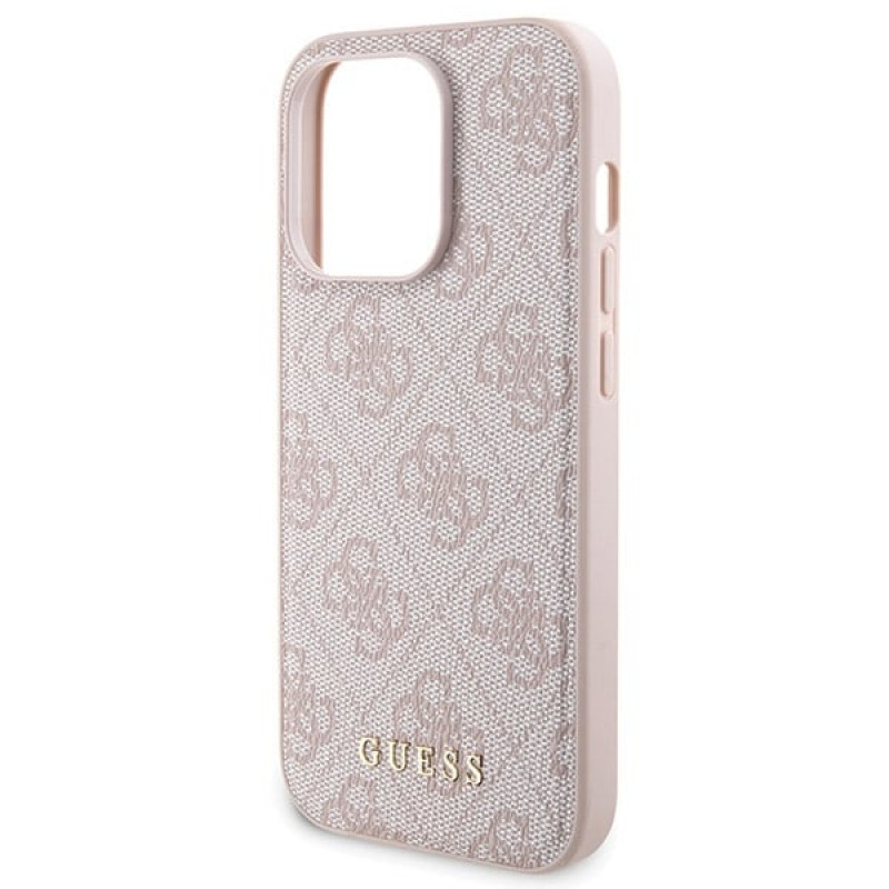Guess GUBPM5P15X4GEMGP Apple iPhone 15 Pro Max custodia rigida + power bank MagSafe da 5000 mAh bundle, 4G Metal Logo, rosa