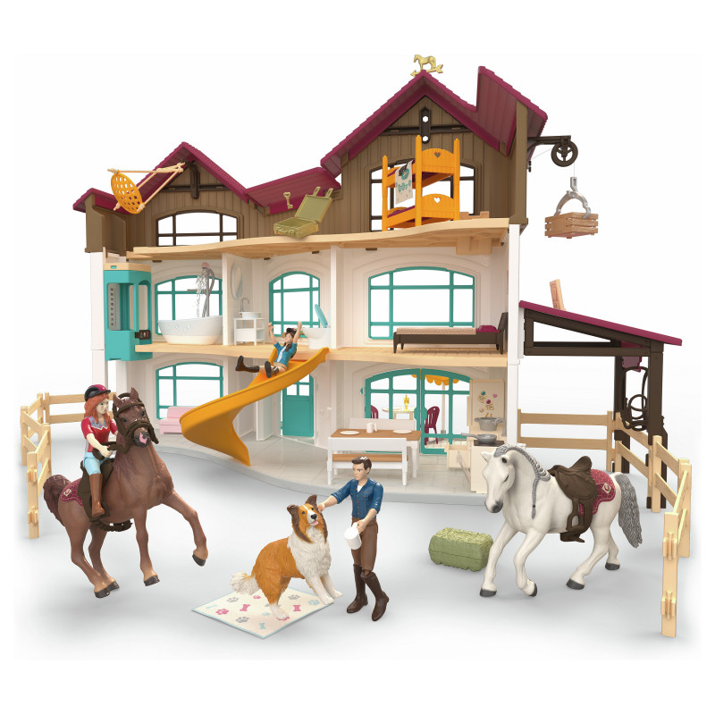 Schleich Horse Club Set di giochi Villa in riva al lago e Paddock 42785
