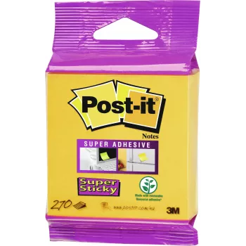 3M Post-it Super Sticky Note adesive 2014-S, 76x76 mm, giallo narciso, 270 fogli