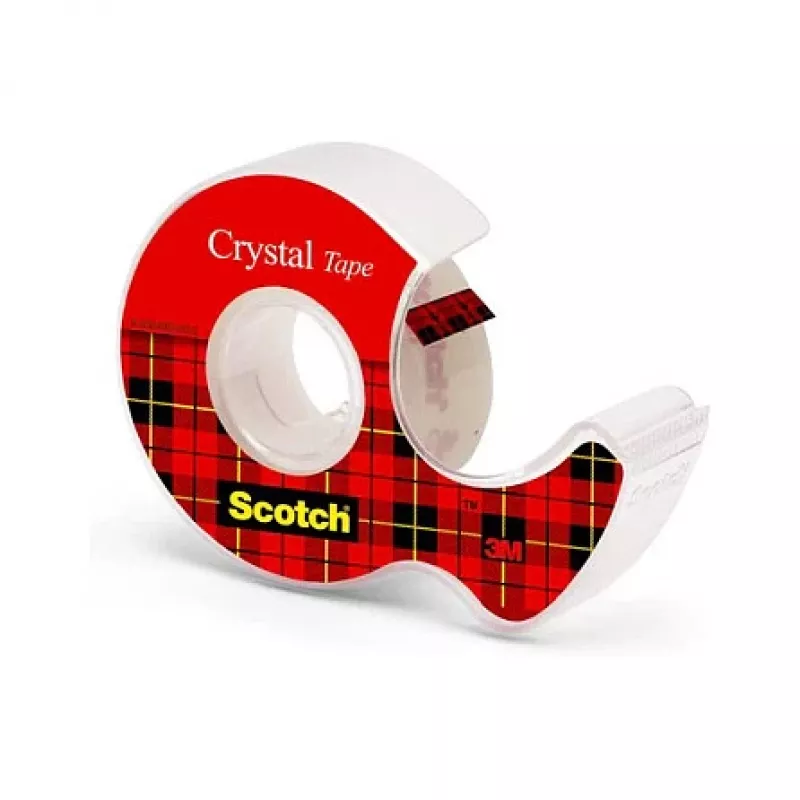 3M Scotch Crystal Clear 600 Nastro adesivo con dispenser manuale, 19 mm x 7,5 m, trasparente 6-1975D