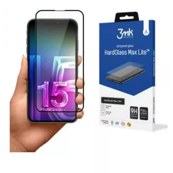 Pellicola protettiva in vetro temperato 3MK HardGlass Max Lite per Apple iPhone 15 Pro nera