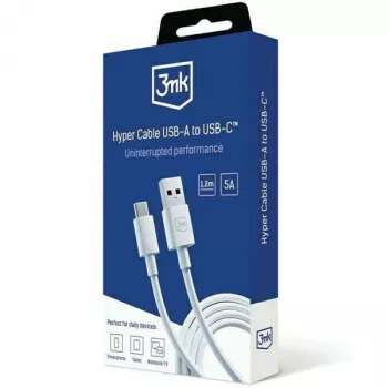3MK Hyper cavo USB-A a USB-C 5A 60W 1,2m bianco