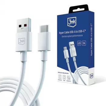3MK Hyper cavo USB-A a USB-C 5A 60W 1,2m bianco