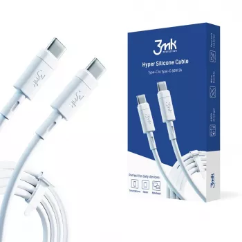 3MK Cavo universale Hyper in silicone Type-C to Type-C 60W 3A bianco