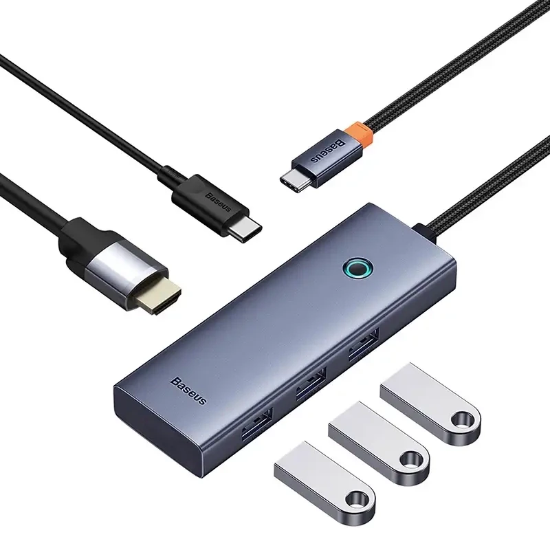 Hub 5-in-1 Baseus UltraJoy Series USB-C a HDMI 4K@30Hz + 3x USB 3.0 + 1x PD (Grigio)