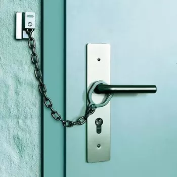 ABUS ABTS21540 catena di sicurezza per porta con anello di sicurezza, acciaio nichelato, 215 mm