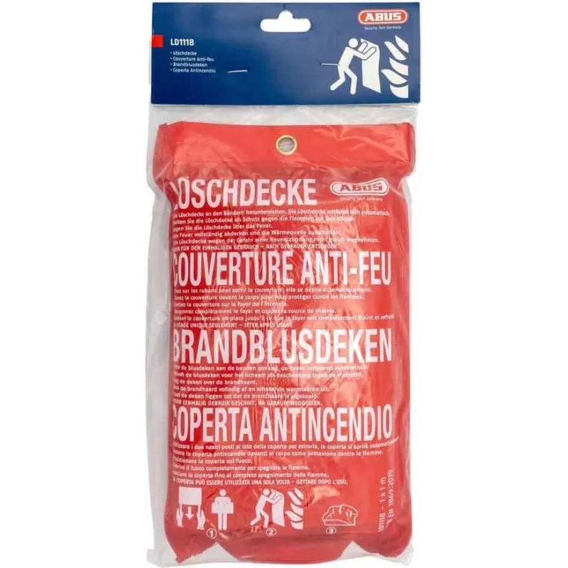 ABUS LD1118 Coperta antincendio 100 x 100 cm fibra di vetro rossa DIN EN 1869:2001 86672