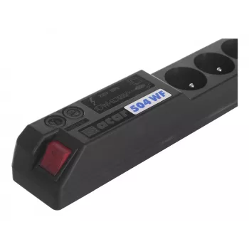 ACAR 504WF Ciabatta con protezione da sovratensione EMI/RFI, 5 prese Schuko, cavo 3 m, nero