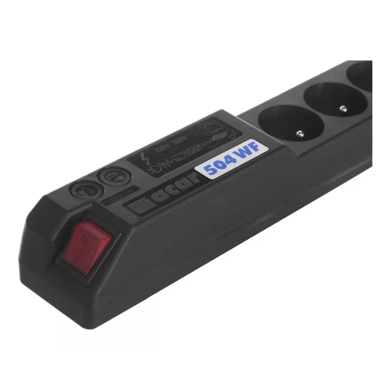 ACAR 504WF Ciabatta con protezione da sovratensione EMI/RFI, 5 prese Schuko, cavo 3 m, nero