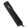 ACAR 504WF Ciabatta con protezione da sovratensione EMI/RFI, 5 prese Schuko, cavo 3 m, nero