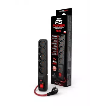 Acar F5 Ciabatta multipresa 16A (1,5 m; nero)