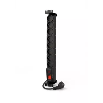 ACAR S8 FA RACK Ciabatta multipresa 8 prese montaggio a rack 19 pollici con protezione da sovratensione, cavo 5m, nero