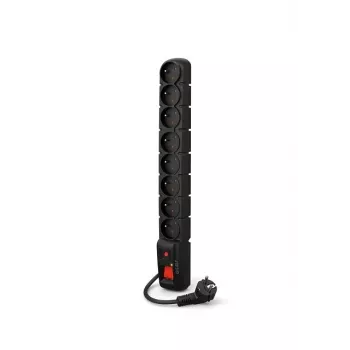 Acar S8 PRO Ciabatta con protezione da sovratensione 1.5m - 8 prese Schuko, nera